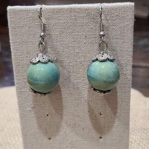 Beautiful Silver and Turquoise Ball Earrings